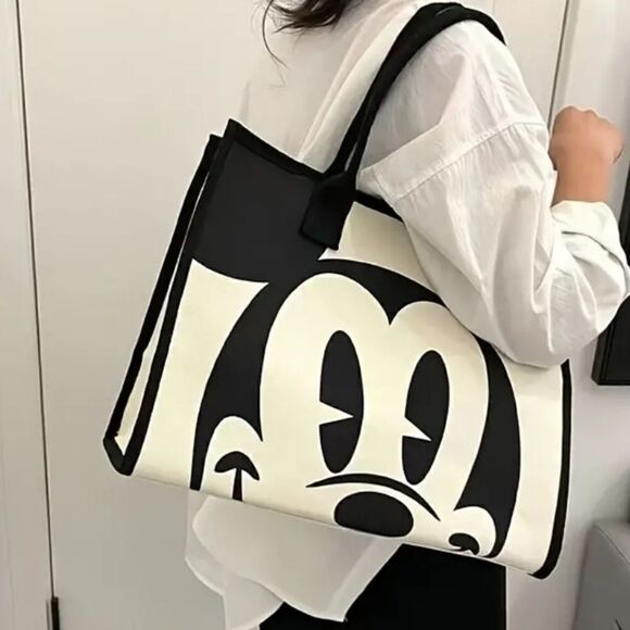 Mickey Mouse Black and White Canvas Tote Bag Modern and Versatile Design - Picture 5 of 14
